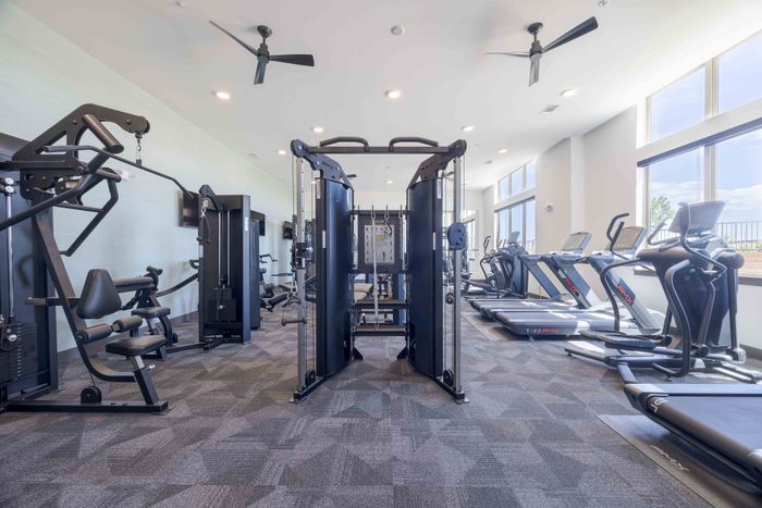 Strength training equipment in the Garrett Parker fitness center