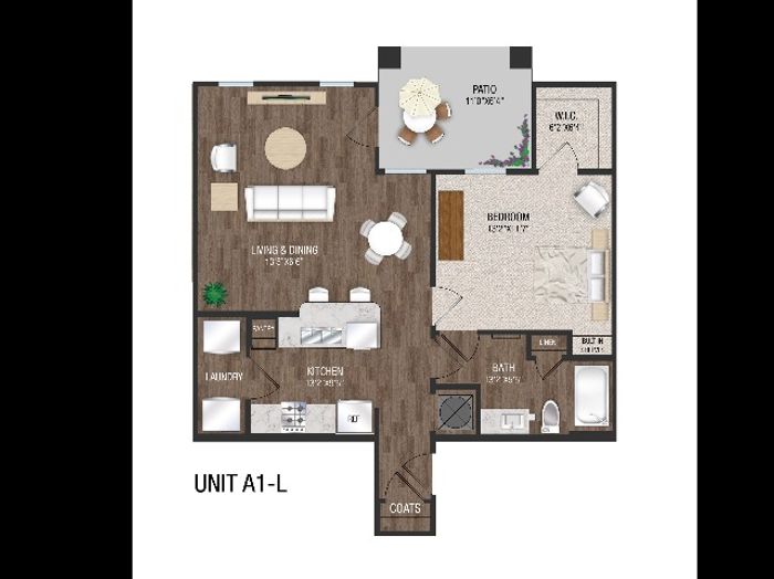 1 Bed 1 Bath, 1st Floor - A1L