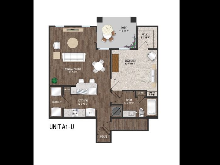 1 Bed 1 Bath, 2nd Floor - A1U