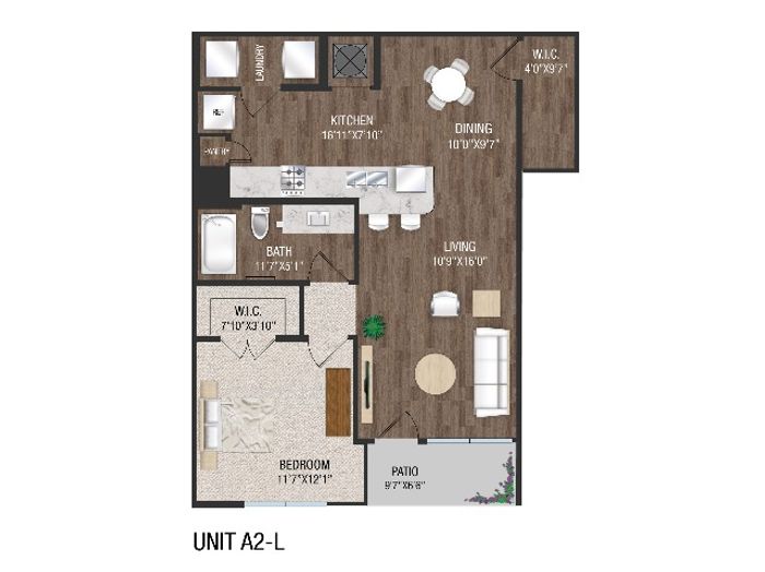 1 Bedroom 1 Bath, 1st Floor - A2L