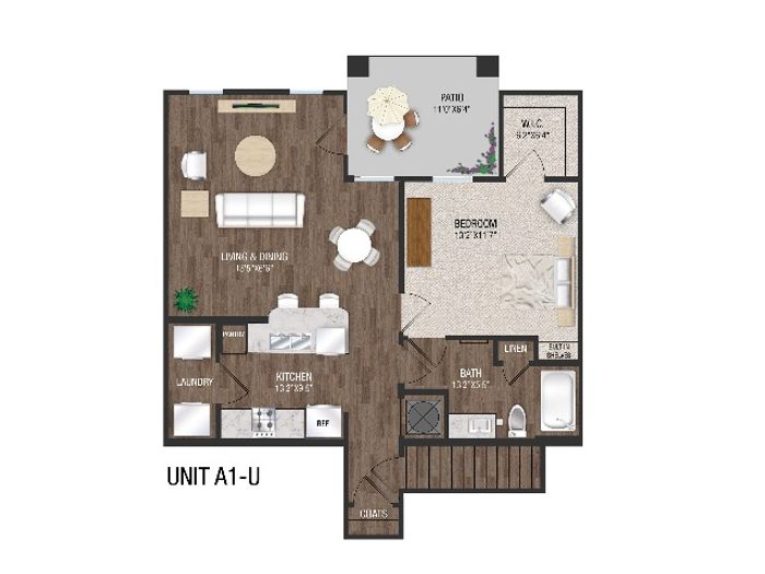 1 Bed 1 Bath, 2nd Floor with Attached Garage - A1GU