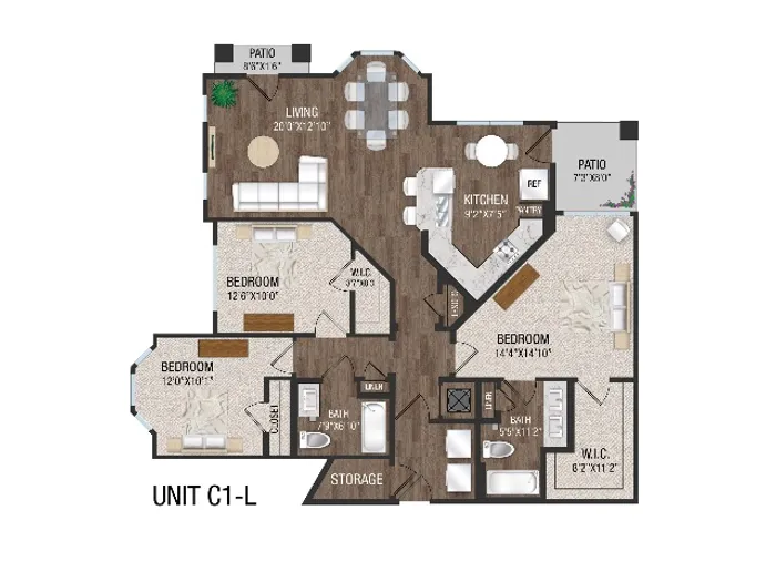 3 Bed 2 Bath, 1st Floor with Attached Garage - C1GL