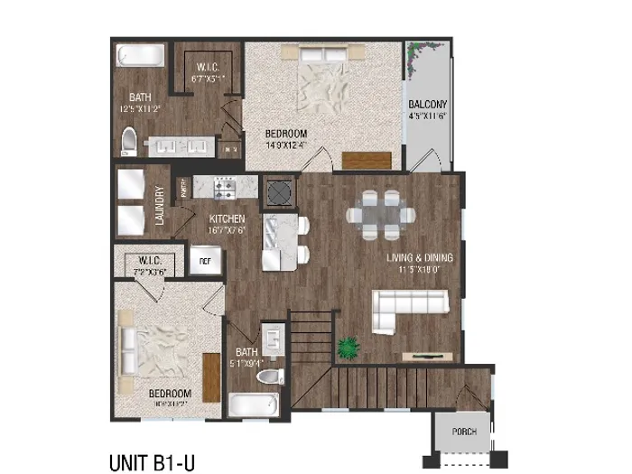 2 Bed 2 Bath, 2nd Floor with Attached Garage - B1GU