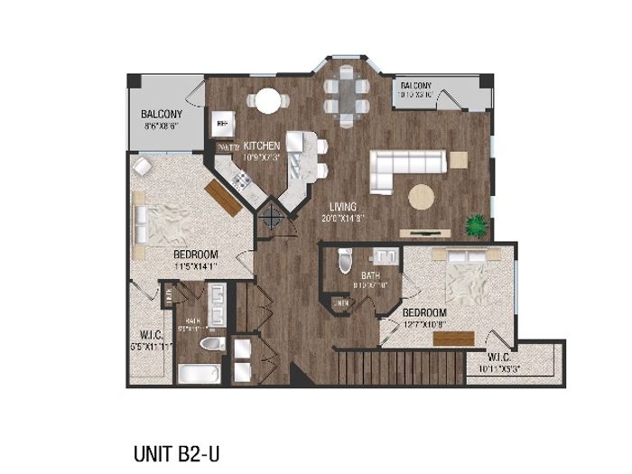 2 Bed 2 Bath, 2nd Floor with Attached Garage Two-Car - B2GU