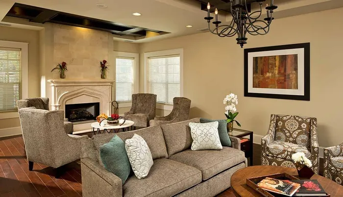 Comfortable lounge with fireplace Sandalwood Village | Naples FL