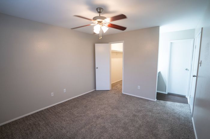 Spacious bedroom with walk-in closet