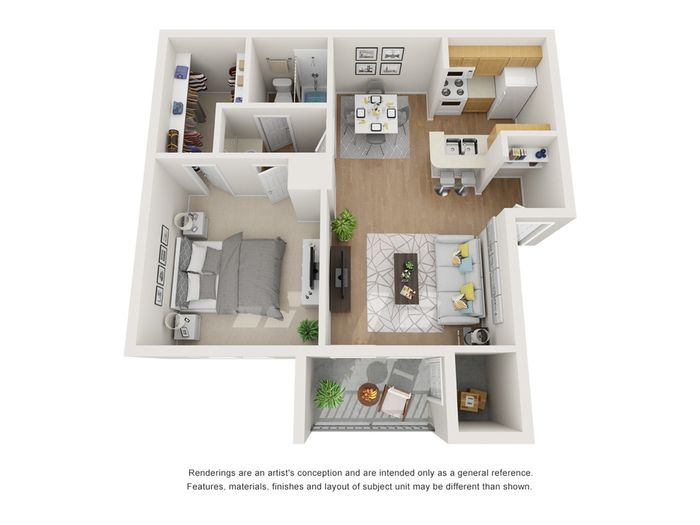 1 bedroom, 1 bathroom, 582 sq ft