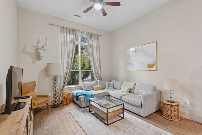 Living Room at The District at Washington Apartments in Houston, TExas