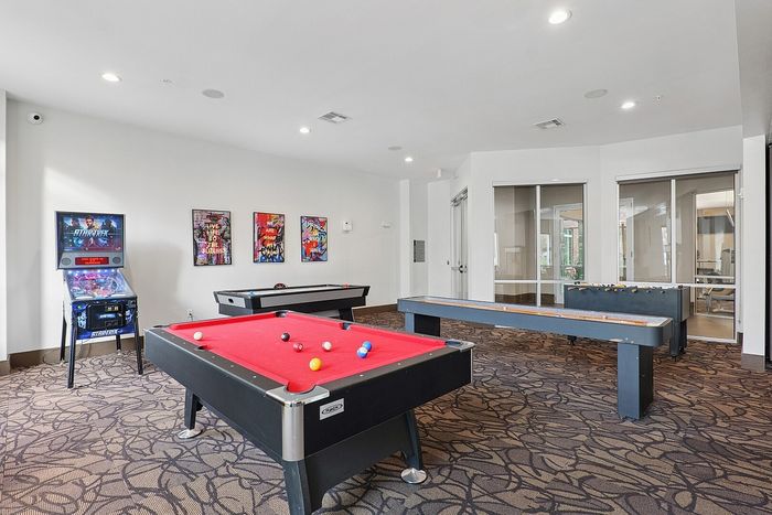 Resident Game Room at The District at Washington Apartments in Houston, TExas