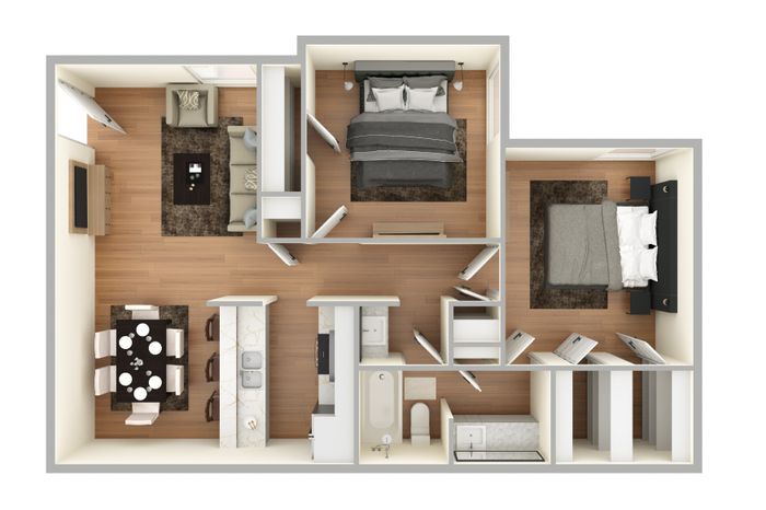 .Two Bed One Bath