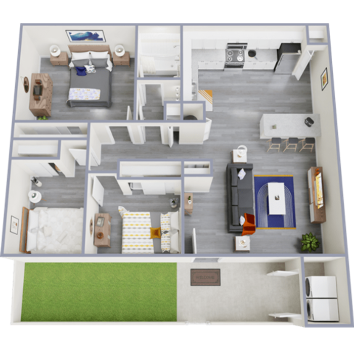 3 Bed 1 Bath Floorplan