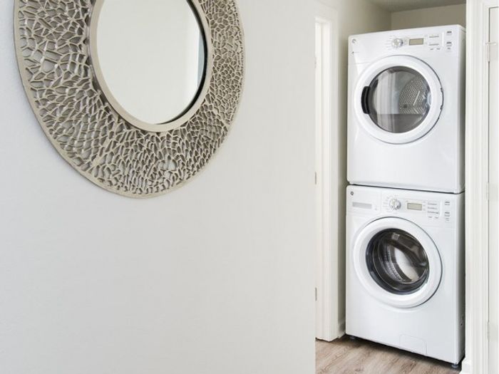 Stacked washer and dryer in each apartment at The Flatts Salisbury