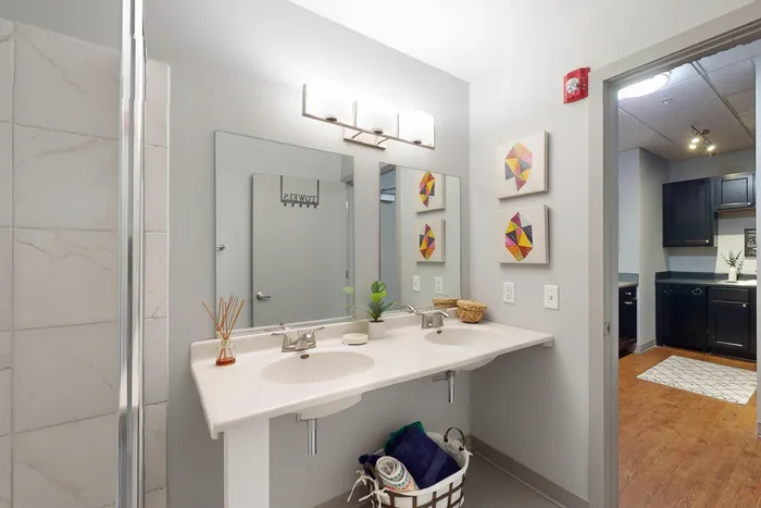 Modern premium light fixtures in University Plaza off-campus student apartments near NIU