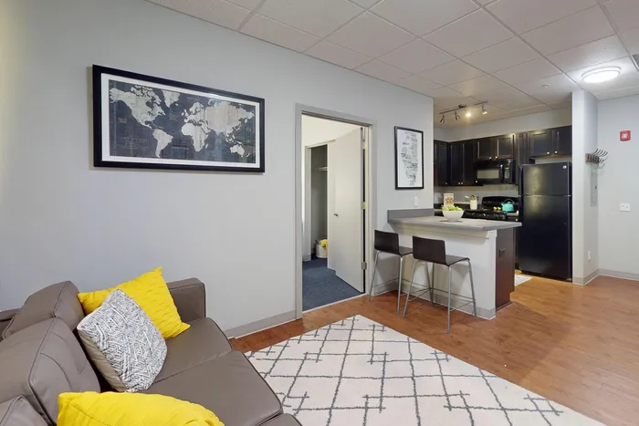 Thoughtfully curated decorations and stylish interiors in University Plaza off-campus student apartments near NIU
