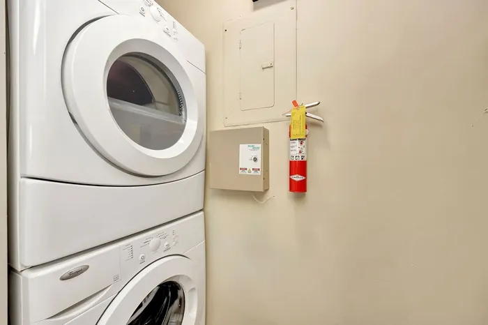 In-home washer and dryer at The Commons student apartments in Oxford, OH
