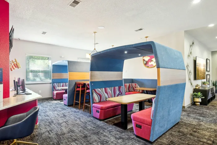 Comfortable study pods with modern seating and private workspaces at The Preserve Murfreesboro.