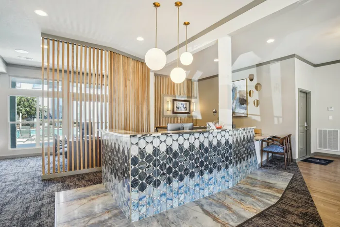 Spacious and modern lobby with comfortable seating and a stylish reception area at The Preserve Murfreesboro.