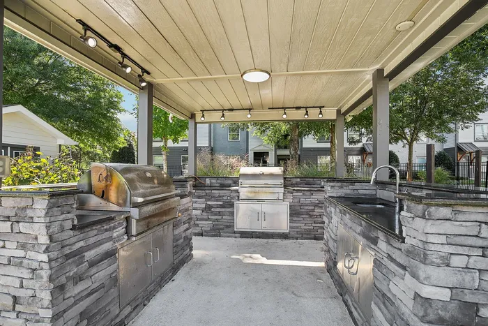 Outdoor grilling stations by the pool in Murfreesboro, TN