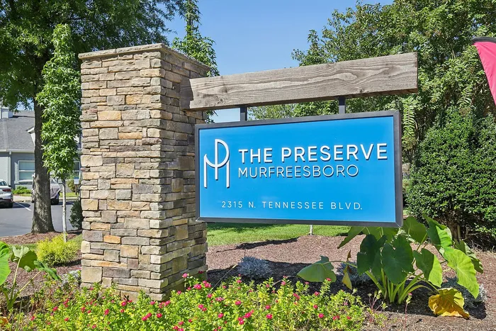 Monument sign at entrance of The Preserve Murfreesboro