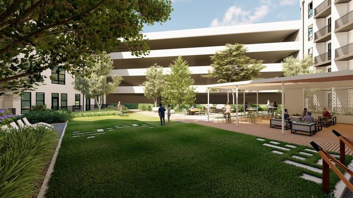 Courtyard with Garage View