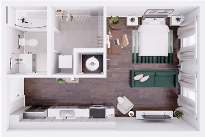 3D Floorplan - 483 Sqft