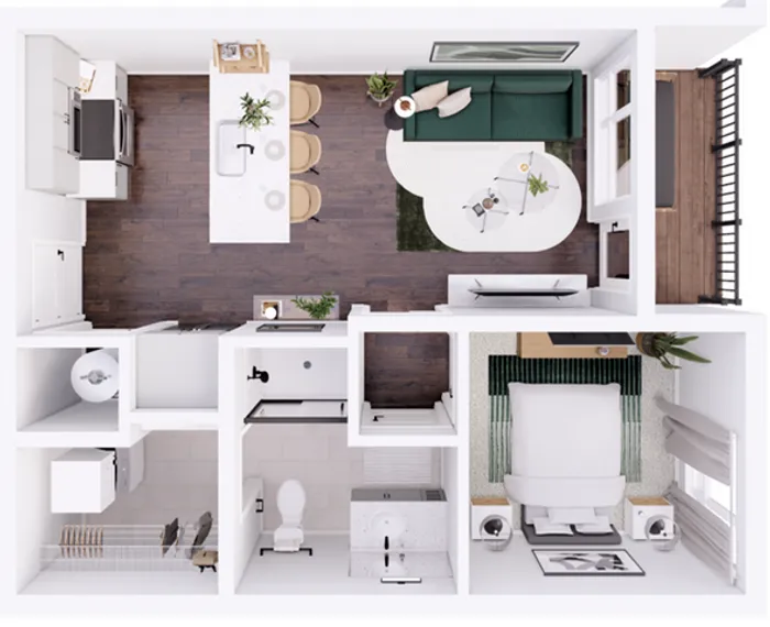 3D Floorplan - 535 Sqft