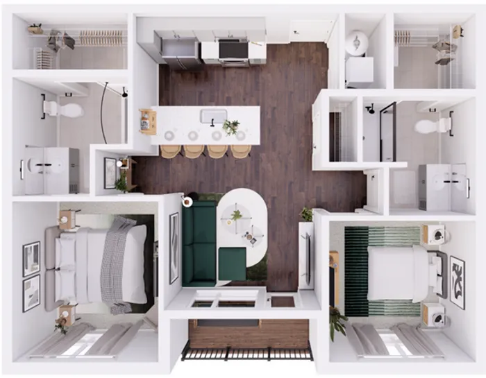 3D Floorplan - 920 Sqft