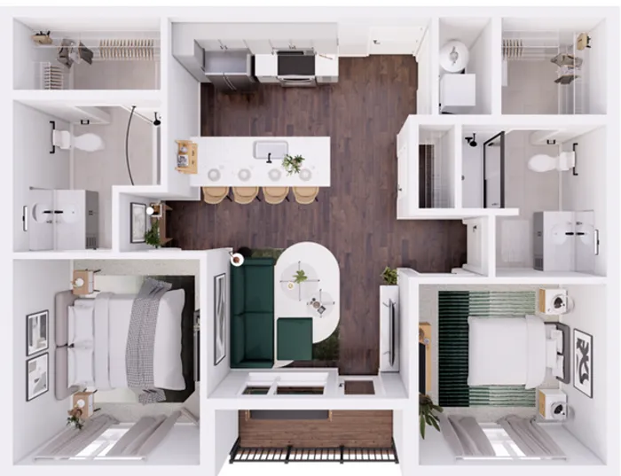 3D Floorplan - 920 Sqft