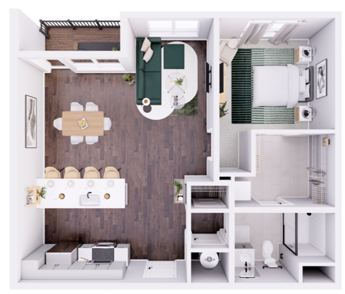 3D Floorplan image - 1B