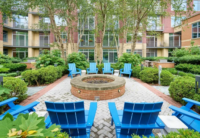 Courtyard with fireside seating and grilling areas