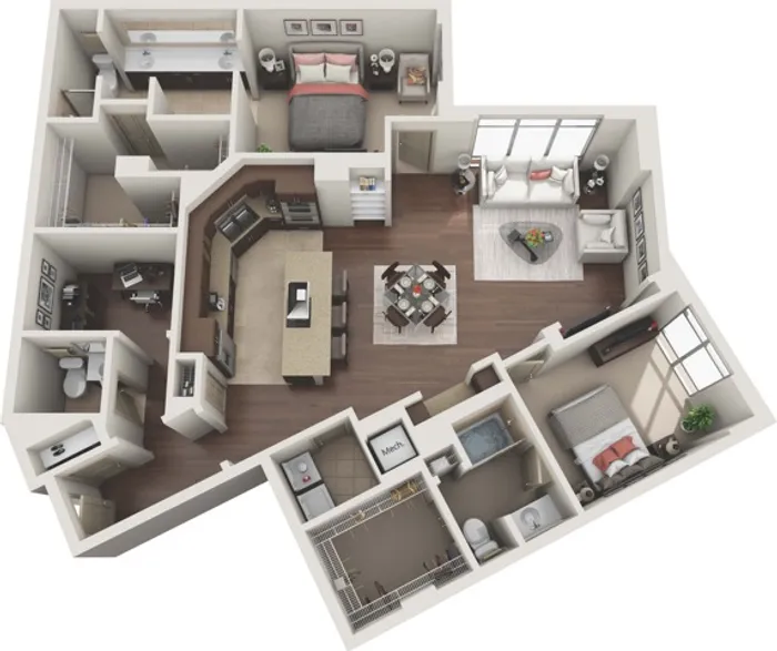 2 BR 2.5 Bath with Den