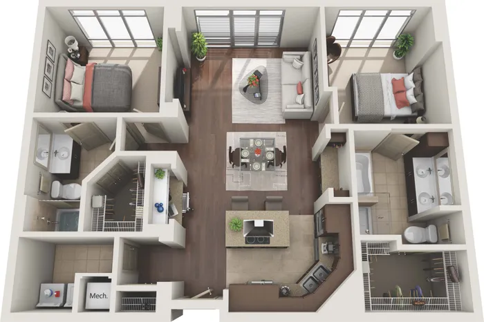 2 BR 2.5 Bath with Den