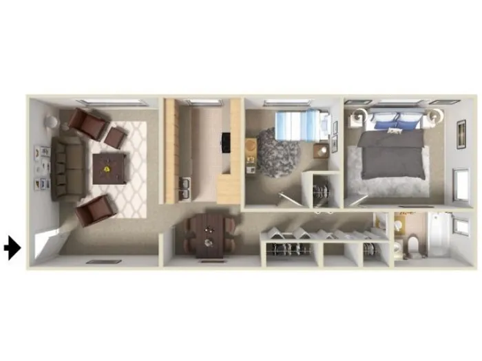 B Layout (Kitchen in Middle)
