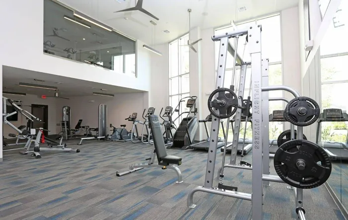 Exercise Equipment in Fitness Center at Greenhouse; Best Apartments In Houston