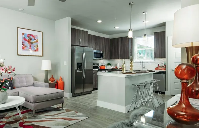 Open-Concept Living Area at Greenhouse; Houston Apartments