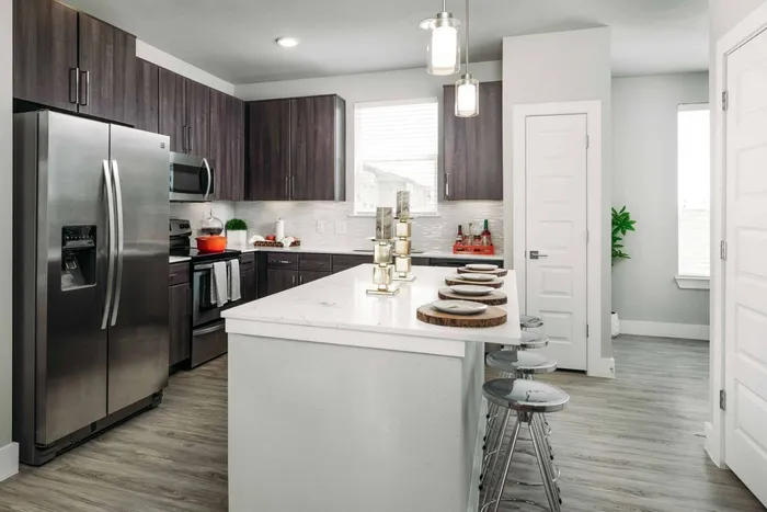 Contemporary Kitchen at Greenhouse; Houston, Texas Apartments