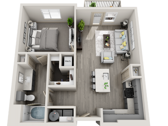 One bedroom apartment Riverside Place