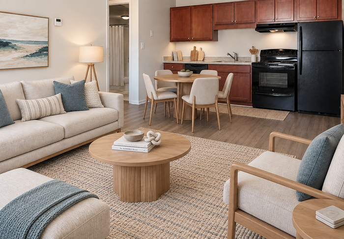 One Bedroom Living Room and Kitchen | Virginia Beach, VA