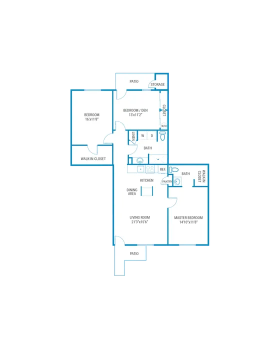 Three bedroom floor plan