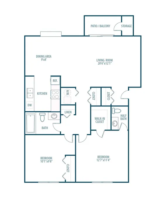 floor plan of a two bedroom