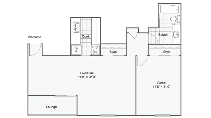 floor plan of one bedroom