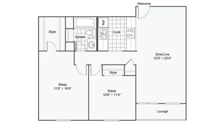 two bedroom floor plan