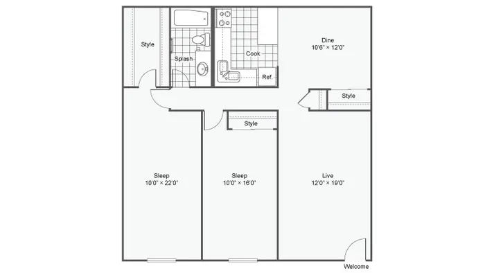 floor plan two bedroom