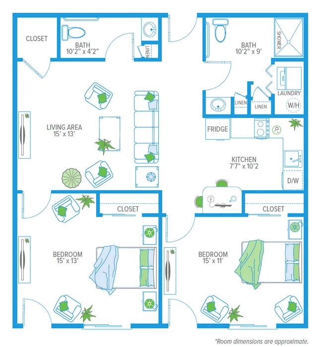 Two Bedroom One and Half Bath