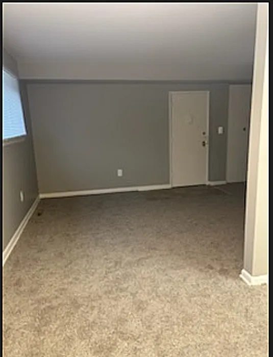 Inviting empty living space with plush carpet and neutral walls, perfect for customization.