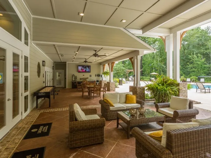 Photo of Poolside Entertainment Area with Outdoor Kitchen
