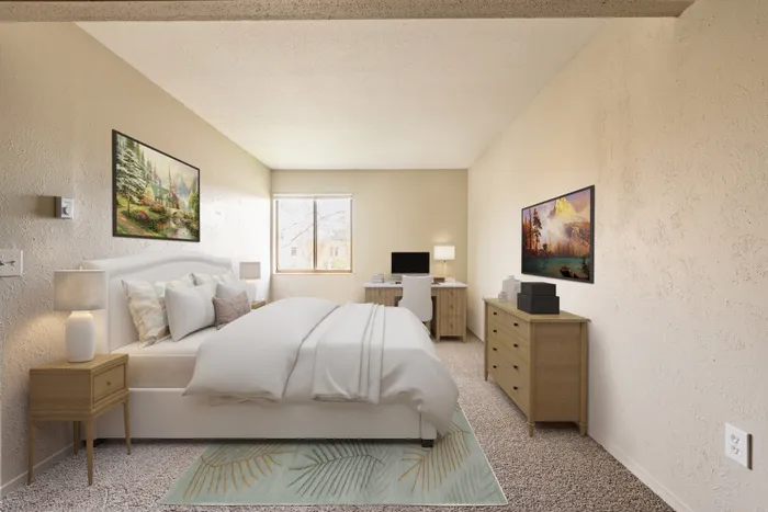 Toledo Ohio, Two Bedroom Premium Apartment, Carpeted Floors, Neutral Paint Schemes, Granite Style Counters, Hardwood Style Floors, Shaker Style Cabinets, Matching Appliances, Spacious Closets