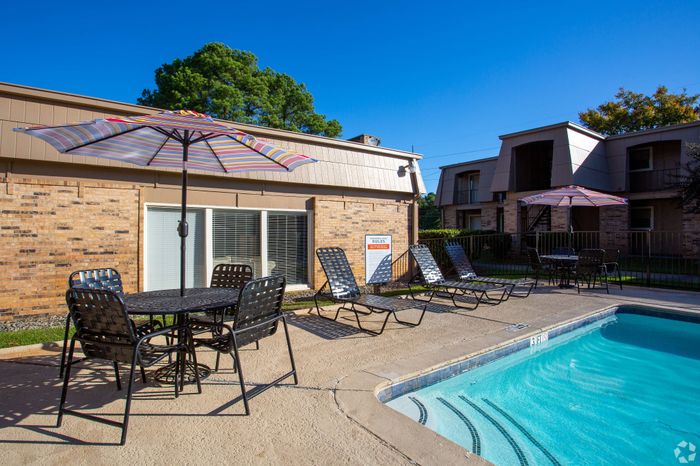 Pool seating at South Pointe Apartments
