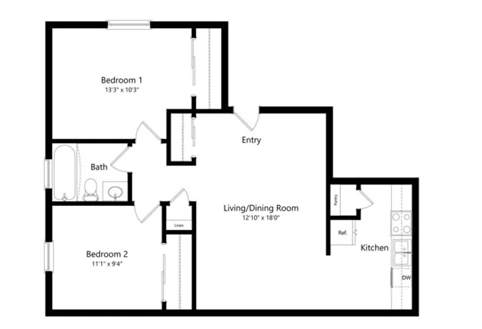 2 Bedroom, One Bathroom Apartment Columbus, OH