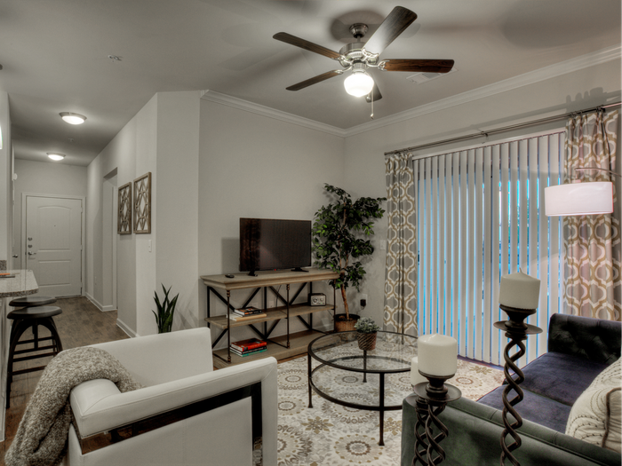 Living Area | 9 Foot Ceilings | Crown Molding | Southpark Crossing Apts